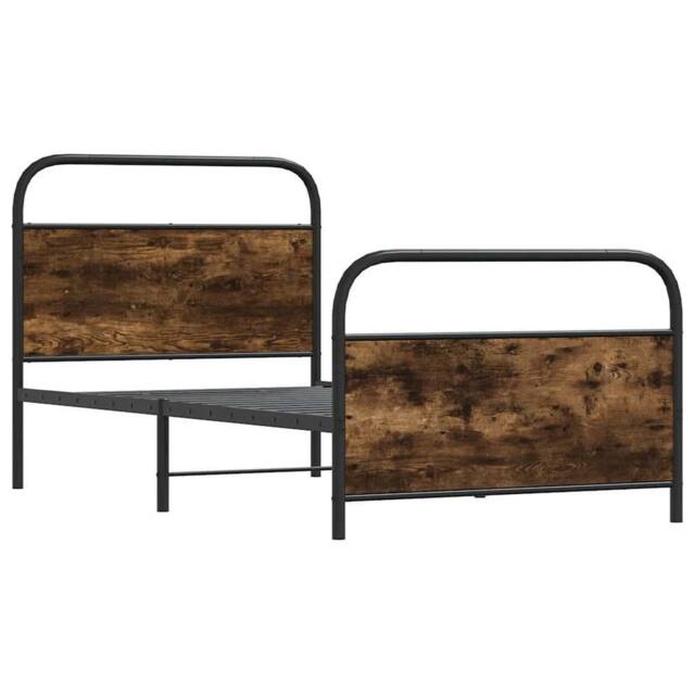 Berkfield Home Elegant Bed Frame Without Mattress 100x190 cm Smoked Oak Engineer in Brown - image 1