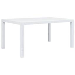 Berkfield Home Garden Table White 150x90x72 cm Plastic Rattan Look - Size: 150 x 90 x 72 cm - thumbnail 2