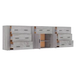 Berkfield Home Sideboards 3 pcs Grey Sonoma Engineered Wood - thumbnail 5