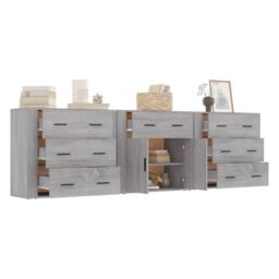 Berkfield Home Sideboards 3 pcs Grey Sonoma Engineered Wood - thumbnail 4