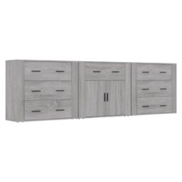 Berkfield Home Sideboards 3 pcs Grey Sonoma Engineered Wood - thumbnail 2