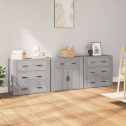 Berkfield Home Sideboards 3 pcs Grey Sonoma Engineered Wood - thumbnail 1