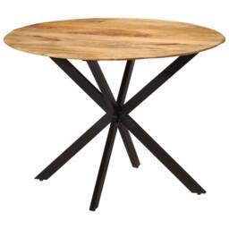 Berkfield Home Dense Dining Table Ã˜110x78 cm Solid Wood Mango & Steel in Brown - Size: 110x78 cm - thumbnail 9