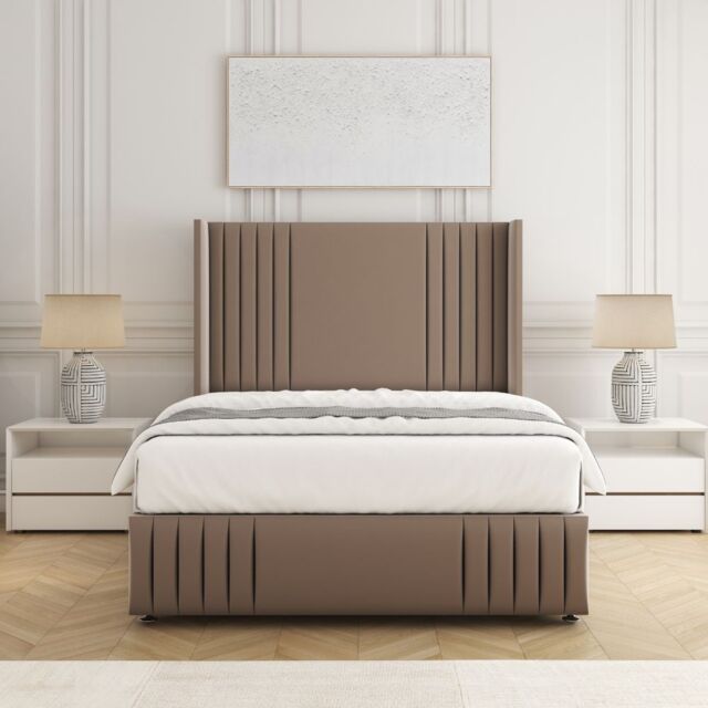 "BSSPOKE Peyton Divan Bed Set Plush Velvet 54""Headboard & Mattress No Drawers in Bronze - Size: King" - image 1