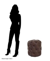 Orsina Coffee Leather Stool, Brown Leather Upholstered Kitchen Seat, Deep Button Tufted Bar Stool, Decorative Seat - thumbnail 5