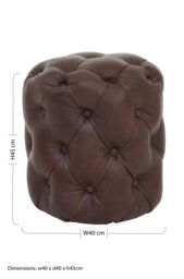 Orsina Coffee Leather Stool, Brown Leather Upholstered Kitchen Seat, Deep Button Tufted Bar Stool, Decorative Seat - thumbnail 4