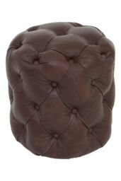 Orsina Coffee Leather Stool, Brown Leather Upholstered Kitchen Seat, Deep Button Tufted Bar Stool, Decorative Seat - thumbnail 2