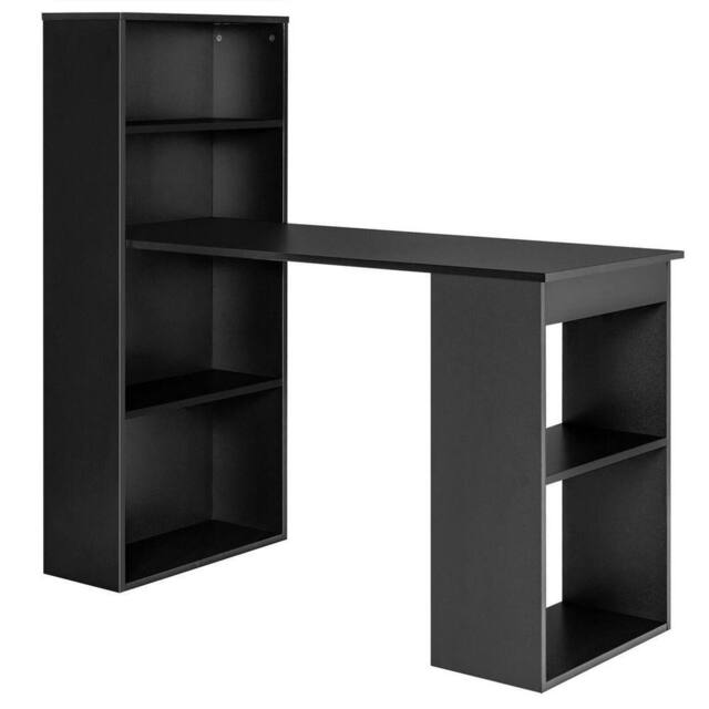 KORVIXA Computer Desk Wood PC Laptop Table Writing Workstation in Black - Size: 100 cm x 100 cm - image 1