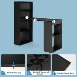 KORVIXA Computer Desk Wood PC Laptop Table Writing Workstation in Black - Size: 100 cm x 100 cm - thumbnail 4