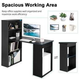 KORVIXA Computer Desk Wood PC Laptop Table Writing Workstation in Black - Size: 100 cm x 100 cm - thumbnail 3