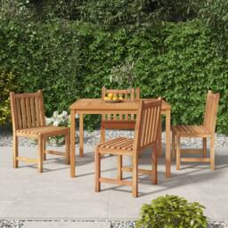 Berkfield Home 5 Piece Garden Dining Set Solid Wood Teak in Brown