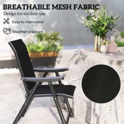 OUTSUNNY Folding Garden Dining Chairs Set of 2 with Mesh Seat, Black - Size: 2 Pack - thumbnail 4
