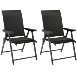 OUTSUNNY Folding Garden Dining Chairs Set of 2 with Mesh Seat, Black - Size: 2 Pack - thumbnail 2