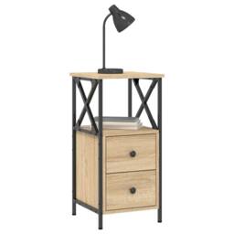 Berkfield Home Bedside Cabinets 2 pcs Sonoma Oak 34x35.5x70 cm Engineered Wood in Brown - thumbnail 4