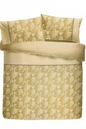 Dreams & Drapes 'Jasmine' Floral Jacquard Duvet Cover Set in Beige - Size: Single - thumbnail 3