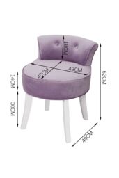 H&O Direct Purple Velvet Dressing Footstool Vanity Makeup Stool with White Legs - thumbnail 6