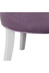H&O Direct Purple Velvet Dressing Footstool Vanity Makeup Stool with White Legs - thumbnail 5