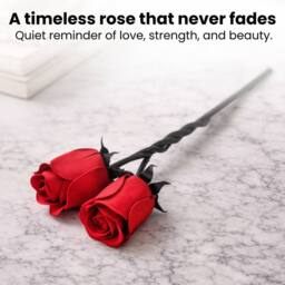 Novecrafto Iron Roses Intertwined Hand-Forged Metal Flower With Twisted Stem Gift in Red - thumbnail 8
