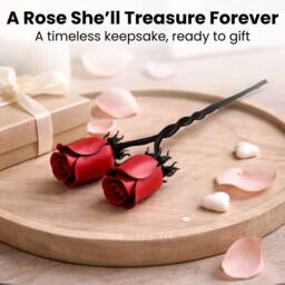 Novecrafto Iron Roses Intertwined Hand-Forged Metal Flower With Twisted Stem Gift in Red - thumbnail 6