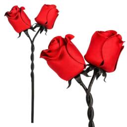 Novecrafto Iron Roses Intertwined Hand-Forged Metal Flower With Twisted Stem Gift in Red - thumbnail 1