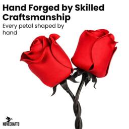 Novecrafto Iron Roses Intertwined Hand-Forged Metal Flower With Twisted Stem Gift in Red - thumbnail 3