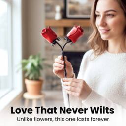 Novecrafto Iron Roses Intertwined Hand-Forged Metal Flower With Twisted Stem Gift in Red - thumbnail 4