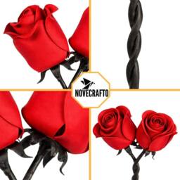 Novecrafto Iron Roses Intertwined Hand-Forged Metal Flower With Twisted Stem Gift in Red - thumbnail 9