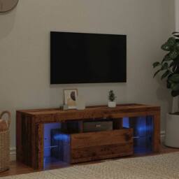 Berkfield Home TV Cabinet with LED Lights Old Wood 120x36.5x40 cm Engineered Wood in Brown - thumbnail 8