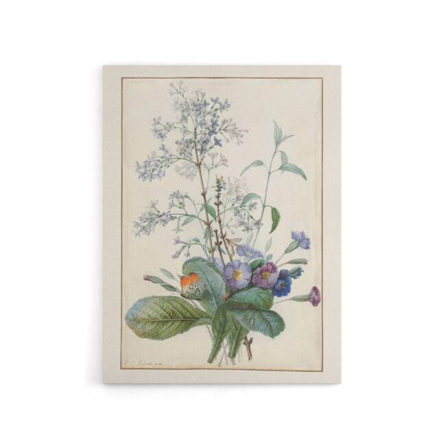 "Artery8 Bouquet of Flowers with Insects Redoute Vintage Canvas Wall Art in White - Size: W18"" x H24""" - image 1
