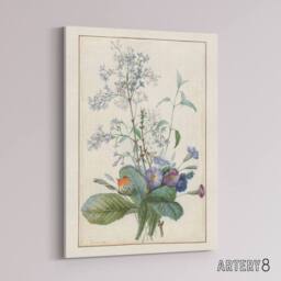 "Artery8 Bouquet of Flowers with Insects Redoute Vintage Canvas Wall Art in White - Size: W18"" x H24""" - thumbnail 2