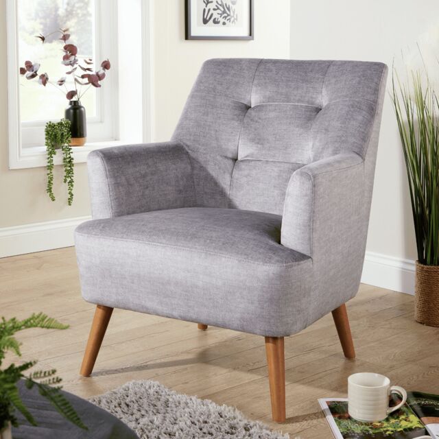 Home Source Arta Accent Chair Armchair Occasional Sofa Modern Upholstered Seating in Silver - image 1
