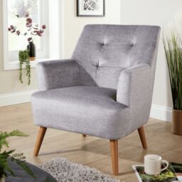 Home Source Arta Accent Chair Armchair Occasional Sofa Modern Upholstered Seating in Silver