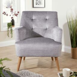 Home Source Arta Accent Chair Armchair Occasional Sofa Modern Upholstered Seating in Silver - thumbnail 2