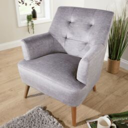 Home Source Arta Accent Chair Armchair Occasional Sofa Modern Upholstered Seating in Silver - thumbnail 3