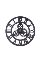 Living and Home 58cm Industrial Gold Roman Numeral Silent Wall Clock with Gear Design - thumbnail 8