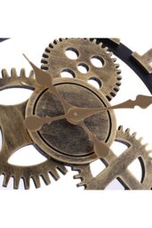Living and Home 58cm Industrial Gold Roman Numeral Silent Wall Clock with Gear Design - thumbnail 4