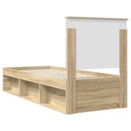 Berkfield Home Bed Frame with Headboard Sonoma Oak 75 x 190 cm Solid Pine Wood in Brown - thumbnail 9