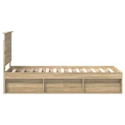 Berkfield Home Bed Frame with Headboard Sonoma Oak 75 x 190 cm Solid Pine Wood in Brown - thumbnail 8