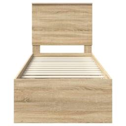 Berkfield Home Bed Frame with Headboard Sonoma Oak 75 x 190 cm Solid Pine Wood in Brown - thumbnail 7