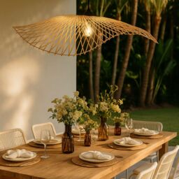 CGC Lighting 'Tulul' Extra Large 80 cm Hand Made Bamboo Easy Fit Lampshade in Natural - thumbnail 2