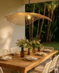 CGC Lighting 'Tulul' Extra Large 80 cm Hand Made Bamboo Easy Fit Lampshade in Natural - thumbnail 9