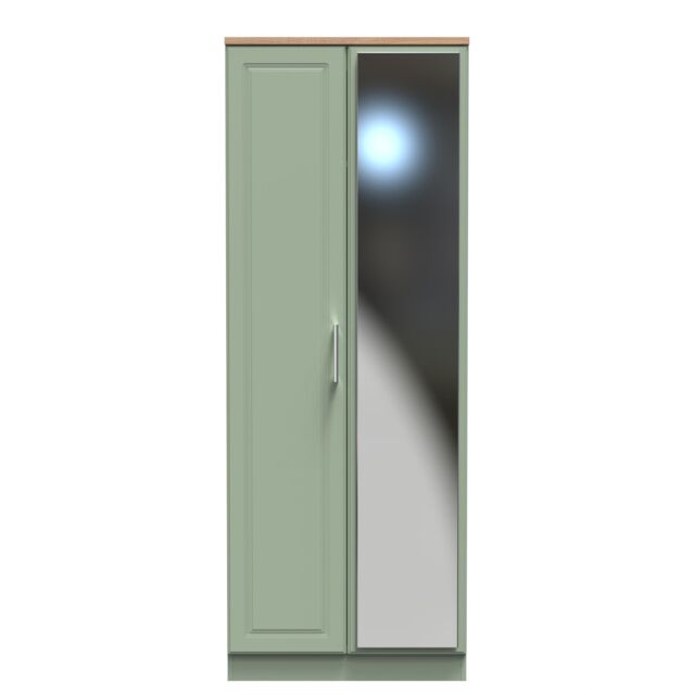 Ready Assembled 2 U Norfolk Tall 2 Door Mirrored Wardrobe (Ready Assembled) in Pale Green - image 1