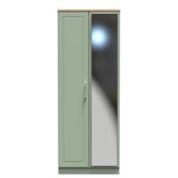 Ready Assembled 2 U Norfolk Tall 2 Door Mirrored Wardrobe (Ready Assembled) in Pale Green - thumbnail 1