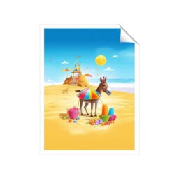"Warren Reed - Designer Donkey On A Beach Holiday Unframed Art Print - Size: W8"" x H10""" - thumbnail 1
