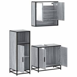 Berkfield Home 3 Piece Bathroom Furniture Set Grey Sonoma Engineered Wood - thumbnail 6