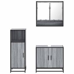 Berkfield Home 3 Piece Bathroom Furniture Set Grey Sonoma Engineered Wood - thumbnail 5