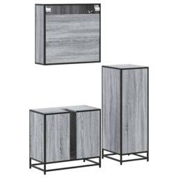 Berkfield Home 3 Piece Bathroom Furniture Set Grey Sonoma Engineered Wood - thumbnail 8
