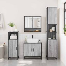 Berkfield Home 3 Piece Bathroom Furniture Set Grey Sonoma Engineered Wood - thumbnail 3