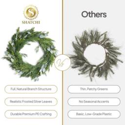 Shatchi Wreath PE Material Real Wreath 100cm Xmas Wreath for Home in Green - Size: 100 cm - thumbnail 8