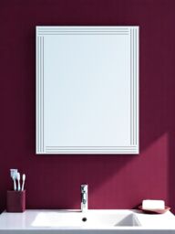 Showerdrape Kensington Rectangular Wall Mounted Frameless Diamond Cut Bathroom Mirror 60 x 45cm in Silver - Size: 60 x 45 cm - thumbnail 1